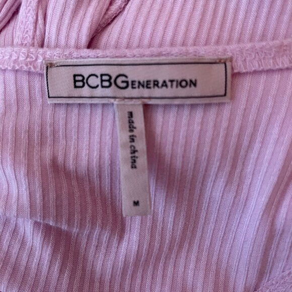 BCBGeneration Surplice Wrap Tie Knit Bodysuit Pink‎ M - Picture 5 of 5